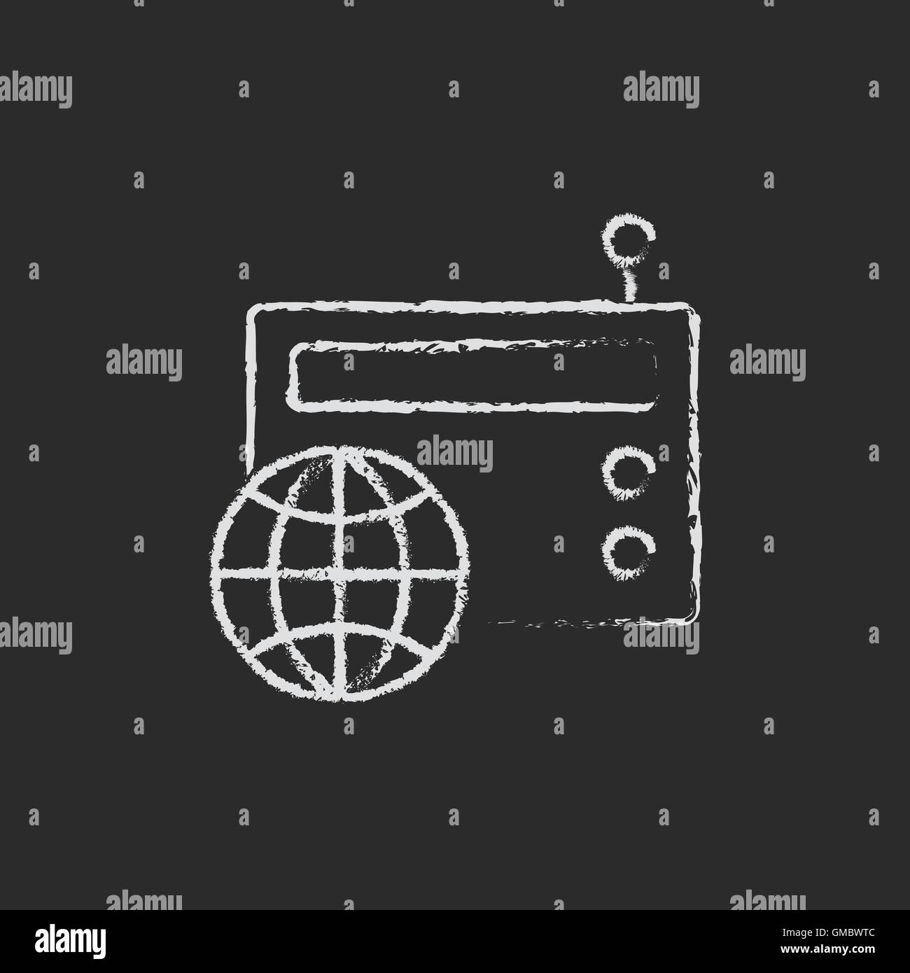L'icône radio rétro tracé à la craie. Illustration de Vecteur