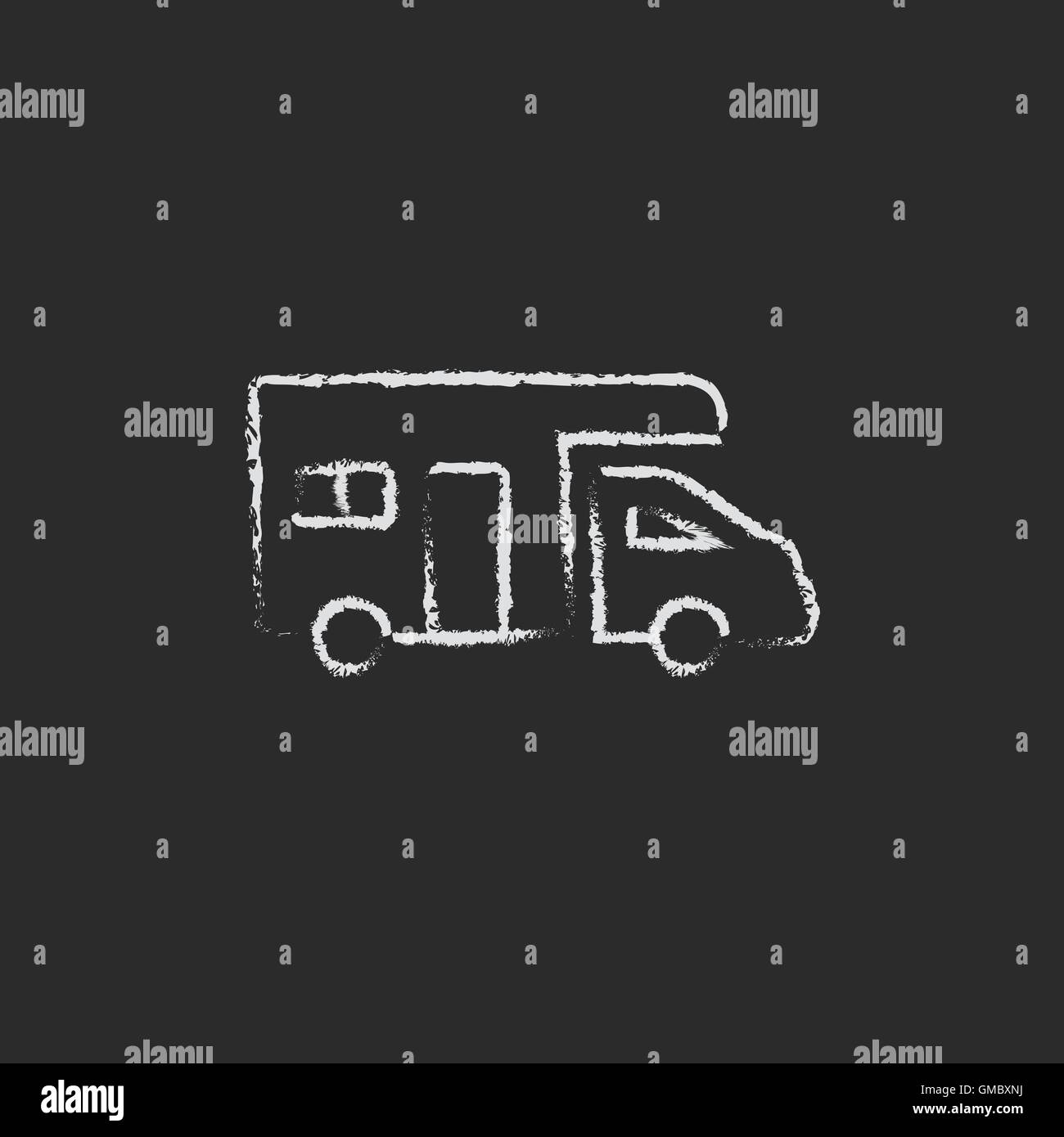 L'icône de camping-car tracé à la craie. Illustration de Vecteur