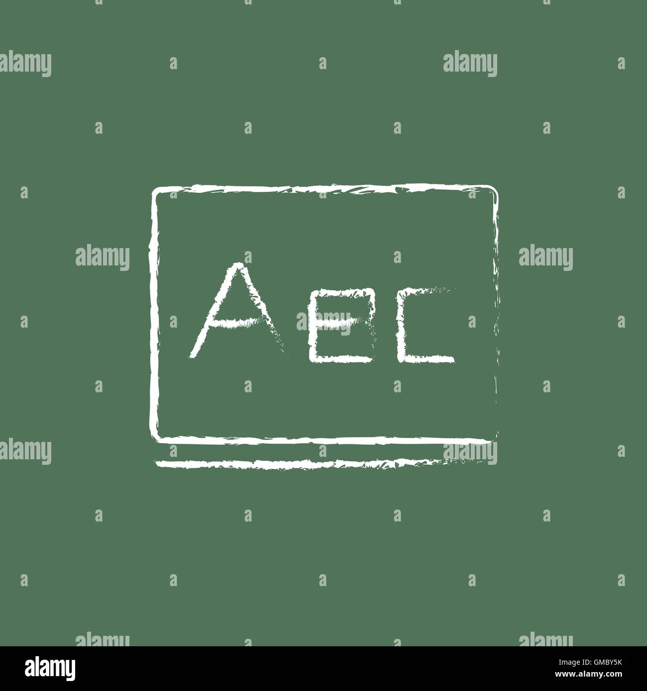 Des lettres abc sur l'icône tableau tracé à la craie. Illustration de Vecteur