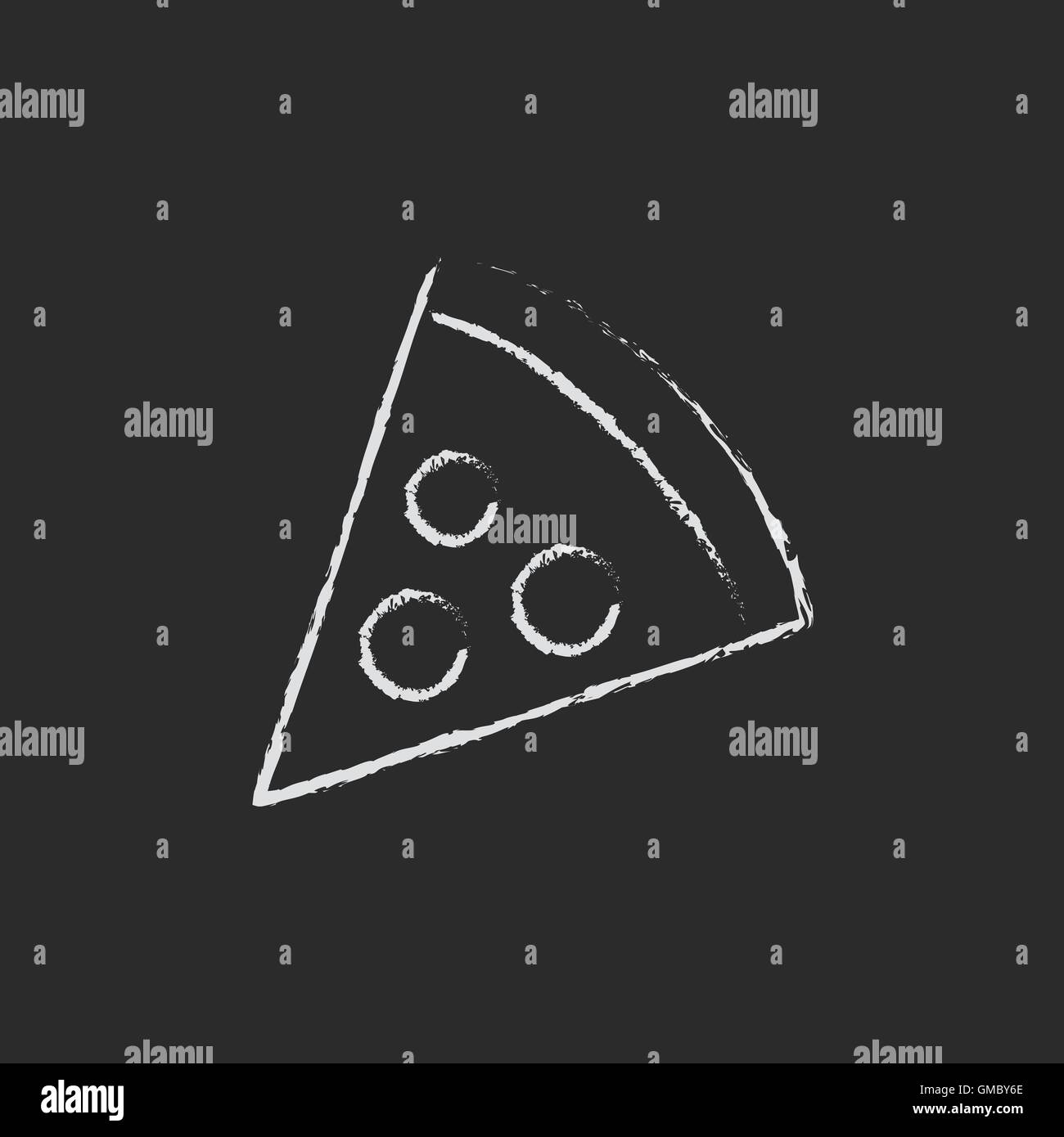 Icône Pizza slice tracé à la craie. Illustration de Vecteur