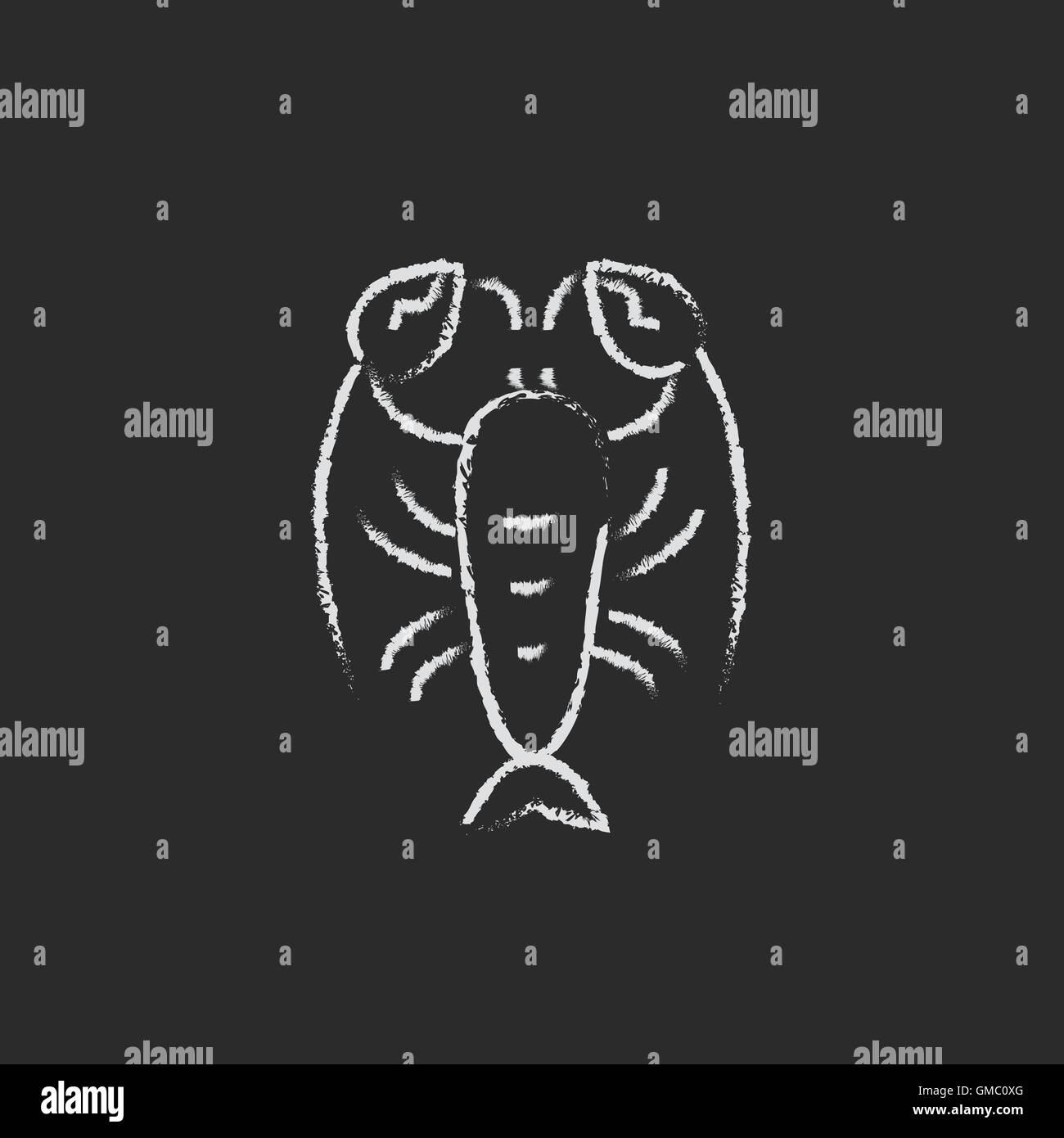 L'icône du homard tracé à la craie. Illustration de Vecteur