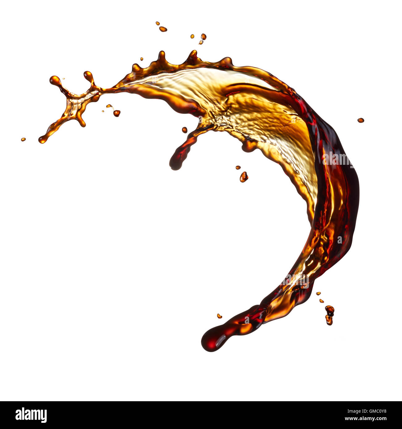 Café noir splash isolé sur fond blanc Banque D'Images