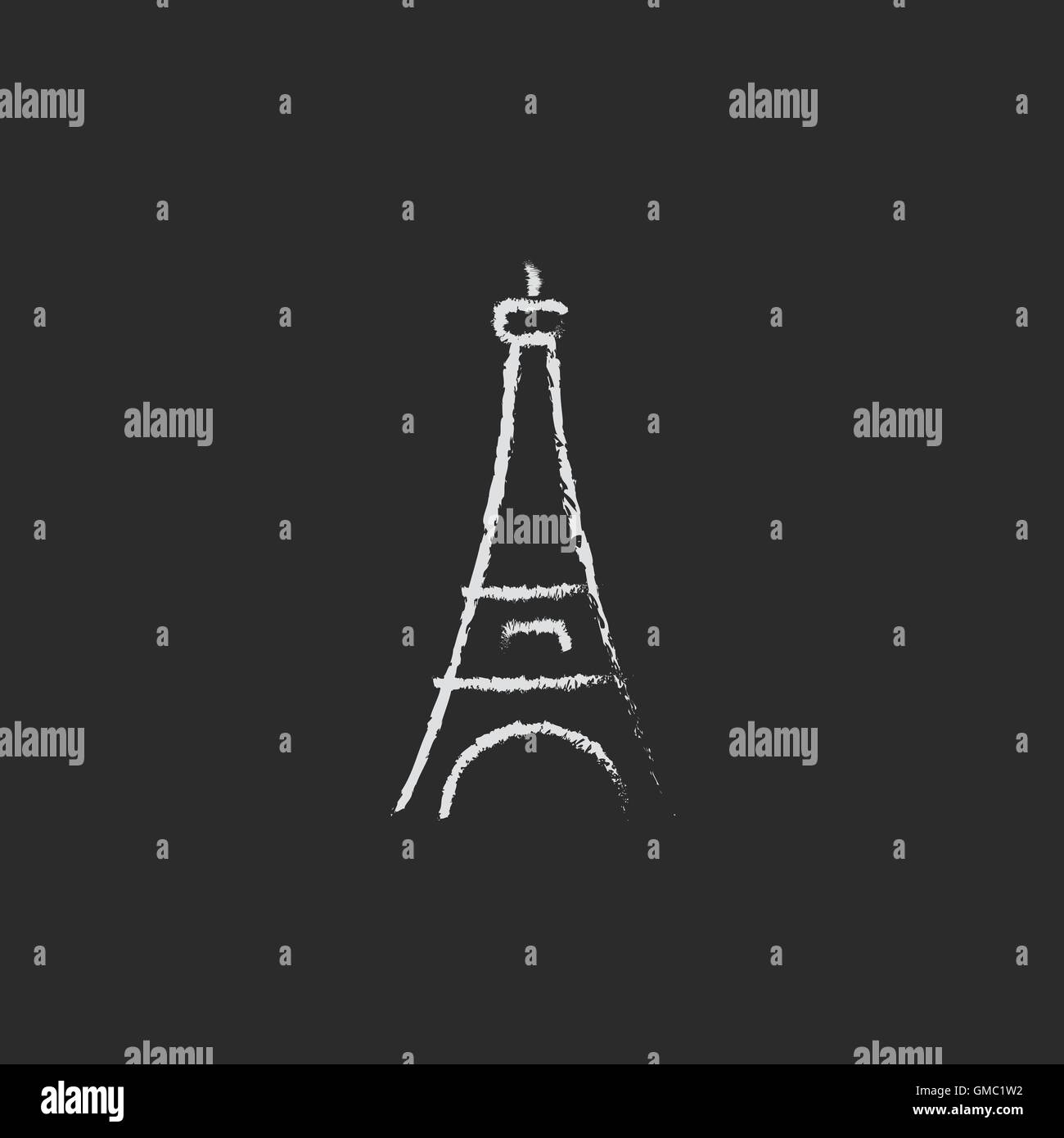 Icône de Tour Eiffel tracé à la craie. Illustration de Vecteur