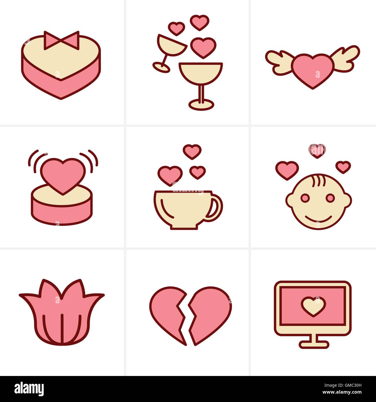 Icônes de Style love Icons Set Vecteur Conception, Illustration de Vecteur