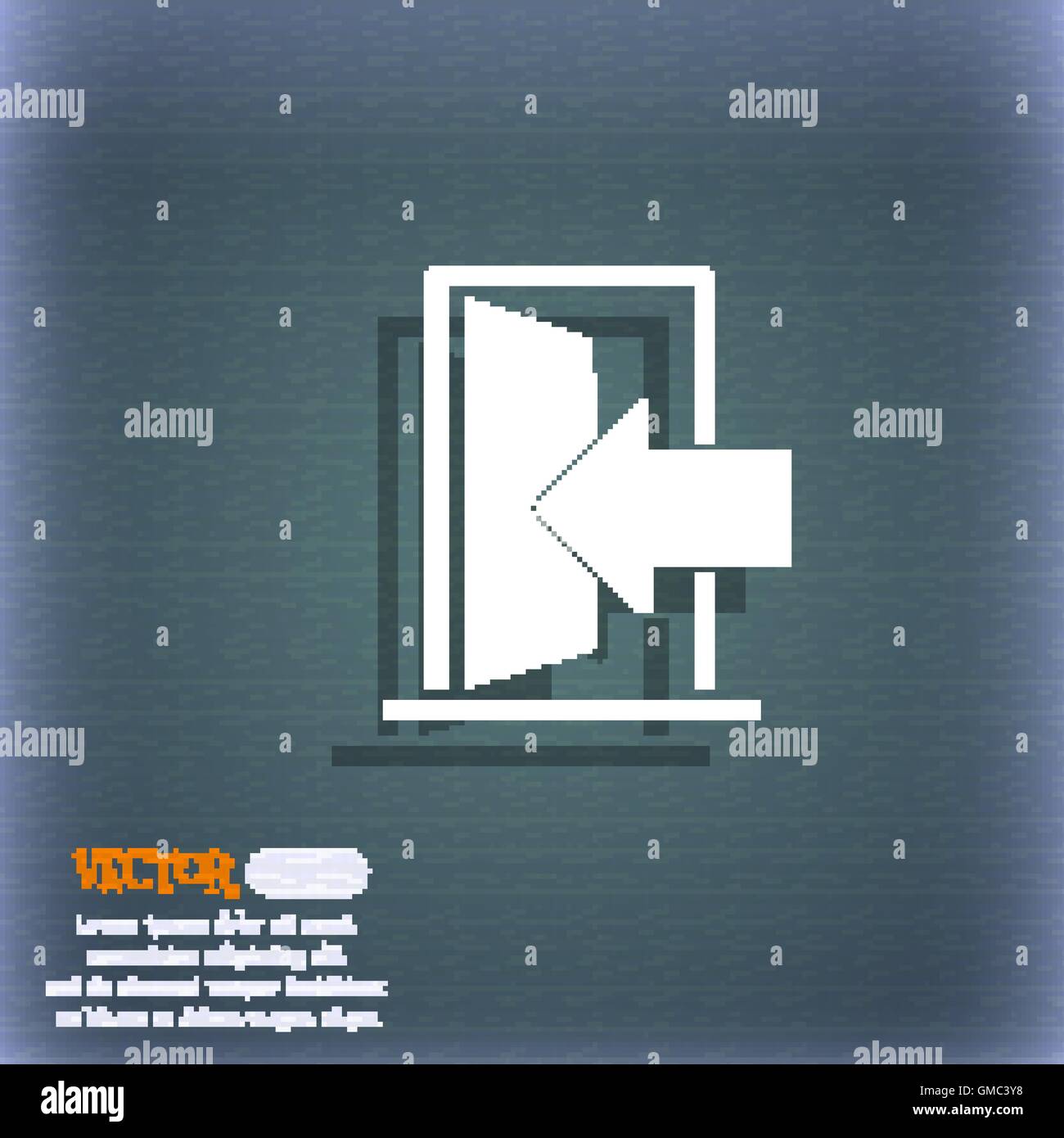 Porte, entrer ou sortir d'icon signe. Sur le fond bleu-vert de l'ombre et de l'espace pour votre texte. Vector Illustration de Vecteur