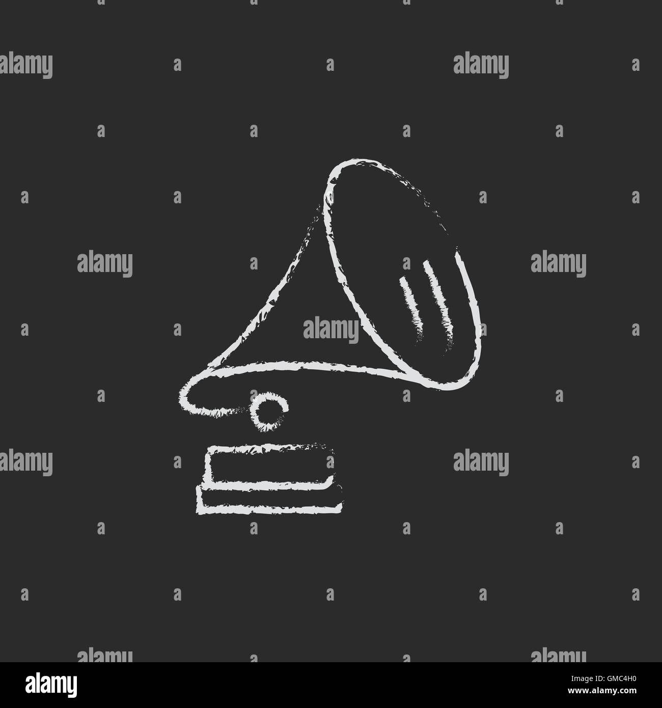 Icône Gramophone tracé à la craie. Illustration de Vecteur