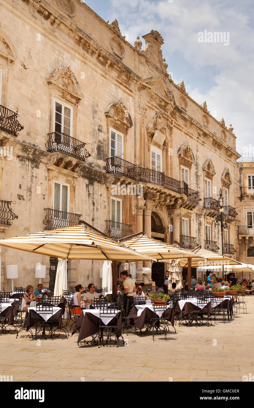 Palazzo Beneventano del Bosco, Piazza Duomo, Ortigia, Syracuse, Sicile, Italie Banque D'Images