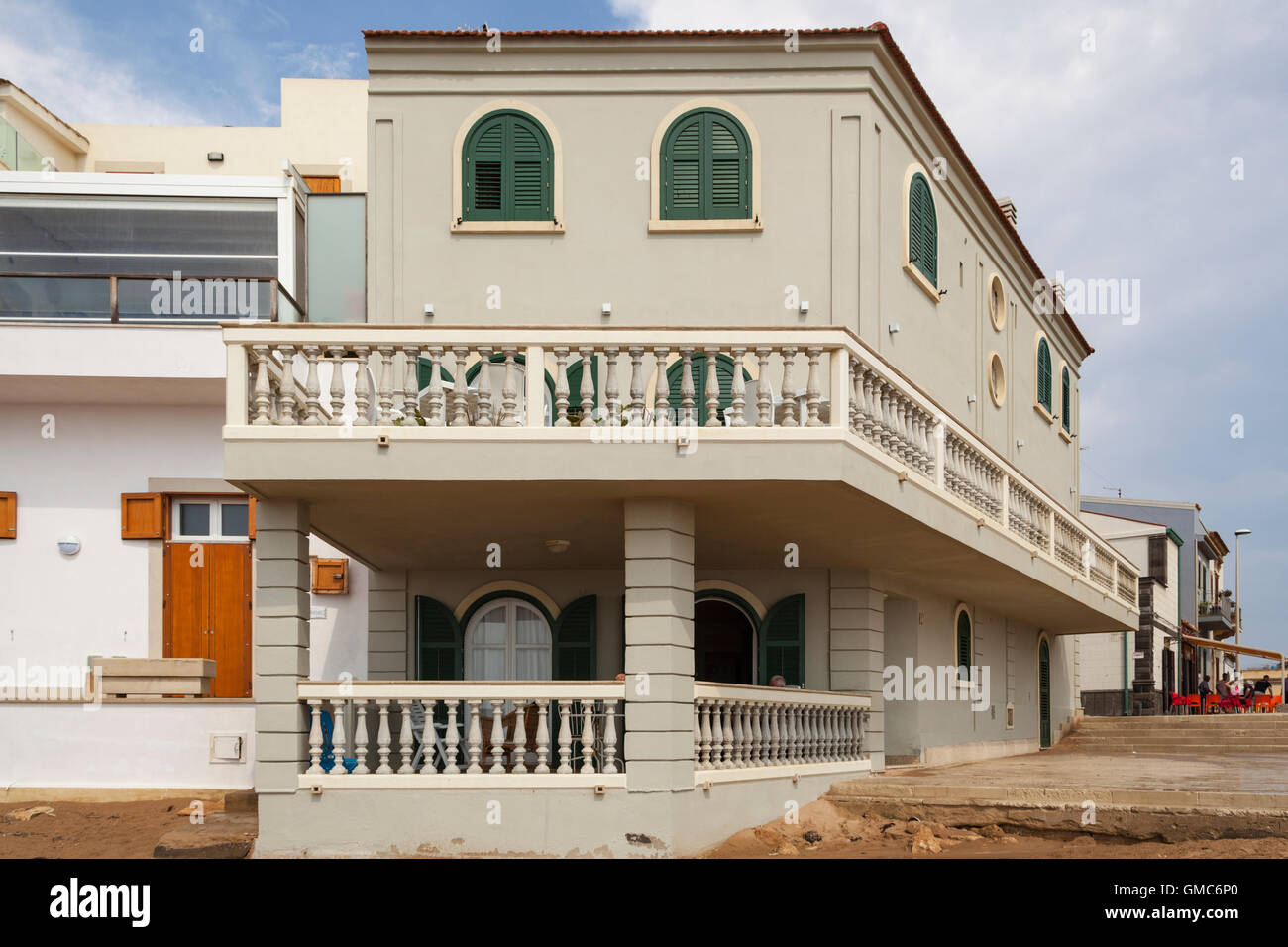 La chambre de télévision fictive l'inspecteur Montalbano, Punta Secca, Donnalucata, Sicile, Italie Banque D'Images