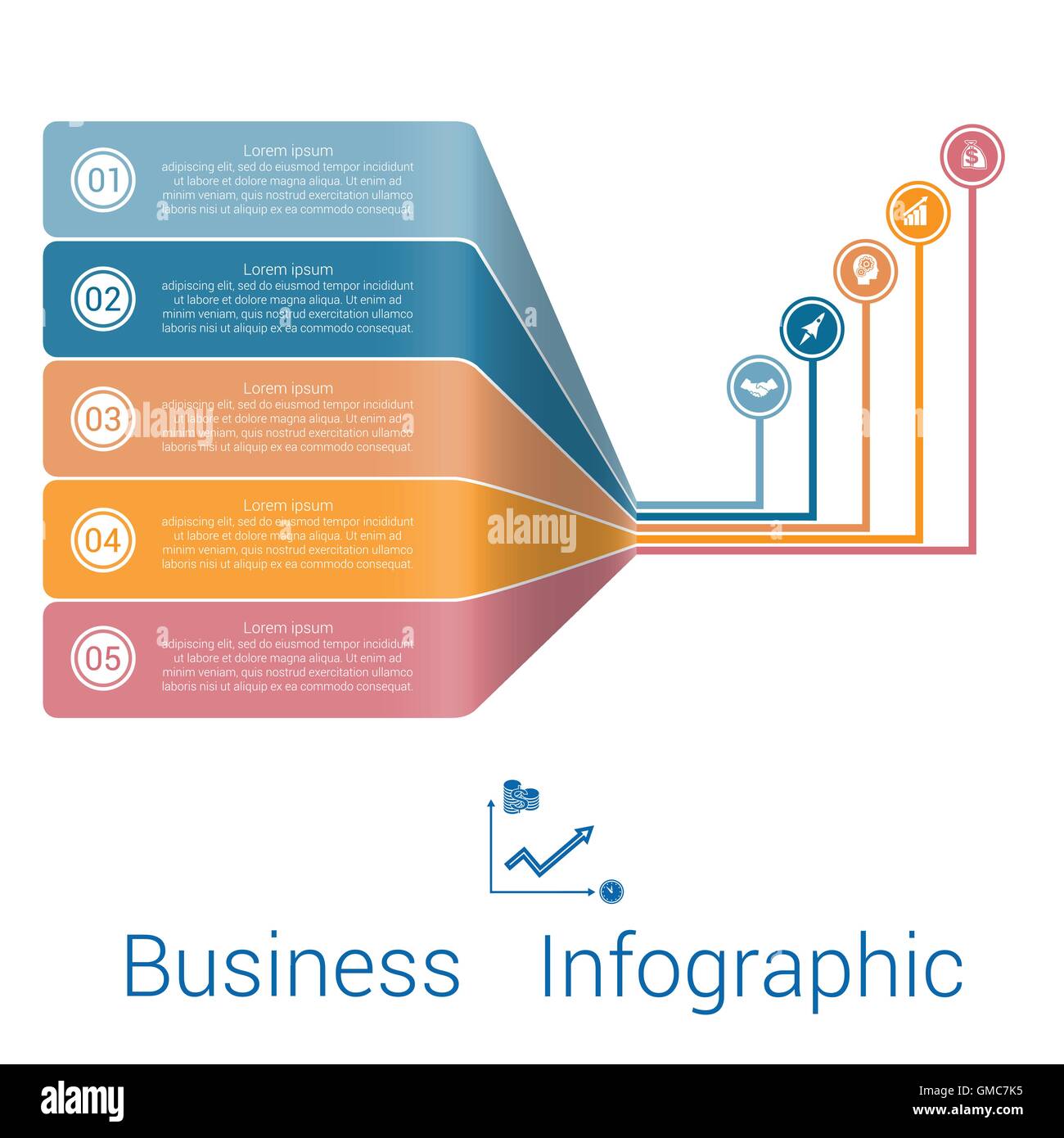 Les lignes de vue modèle Infographie bandes à cinq positions. Illustration de Vecteur