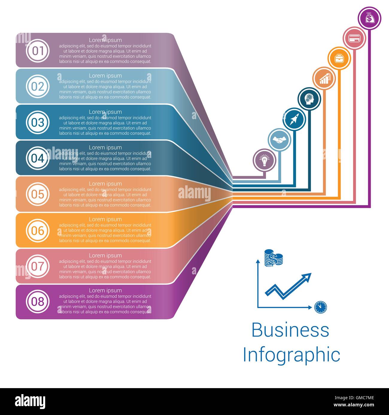 Les lignes de vue modèle Infographie Bandes huit positions Illustration de Vecteur