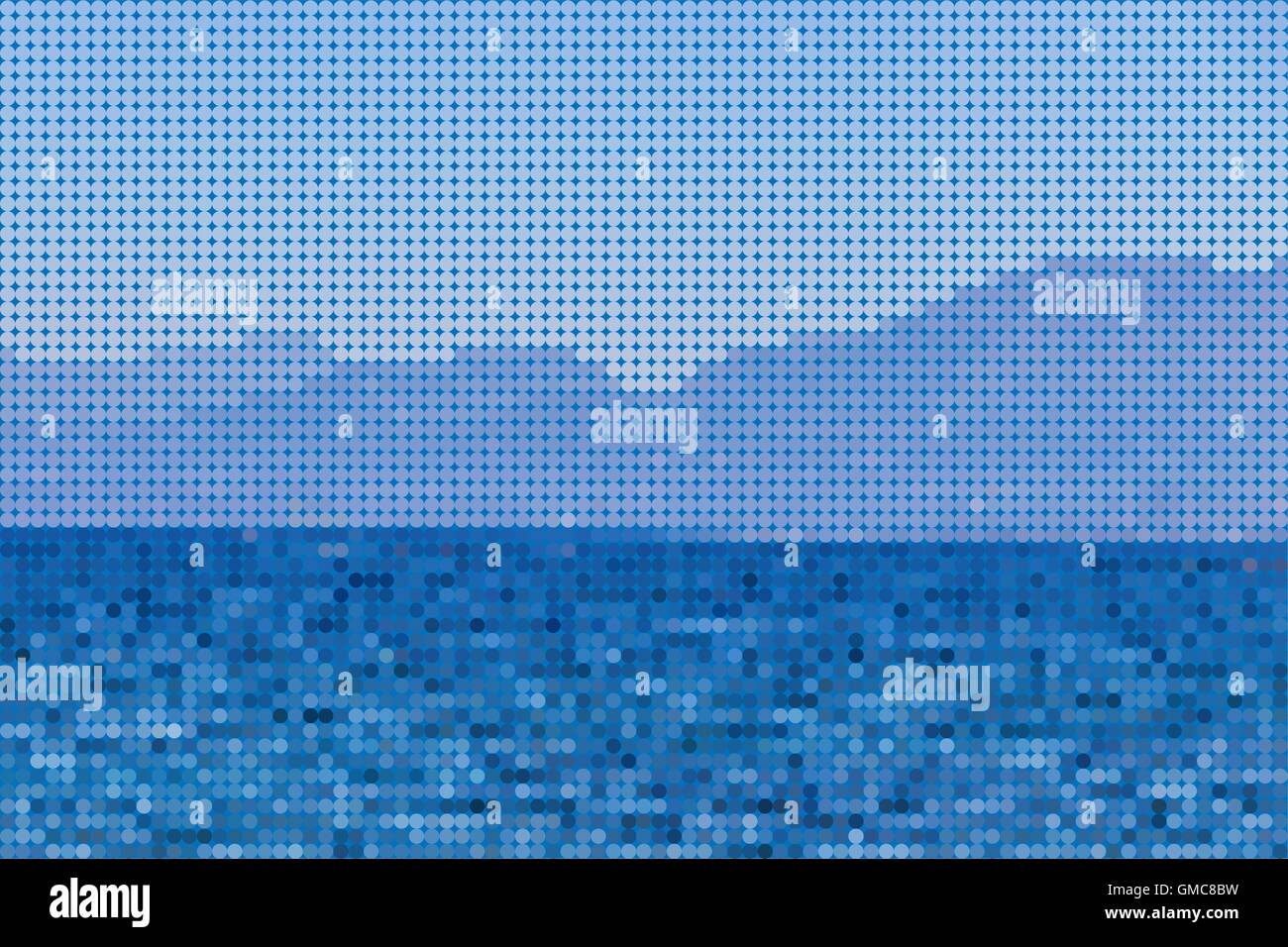 Pois bleu ou le motif de fond avec vue sur la mer et les contours de l'île Illustration de Vecteur