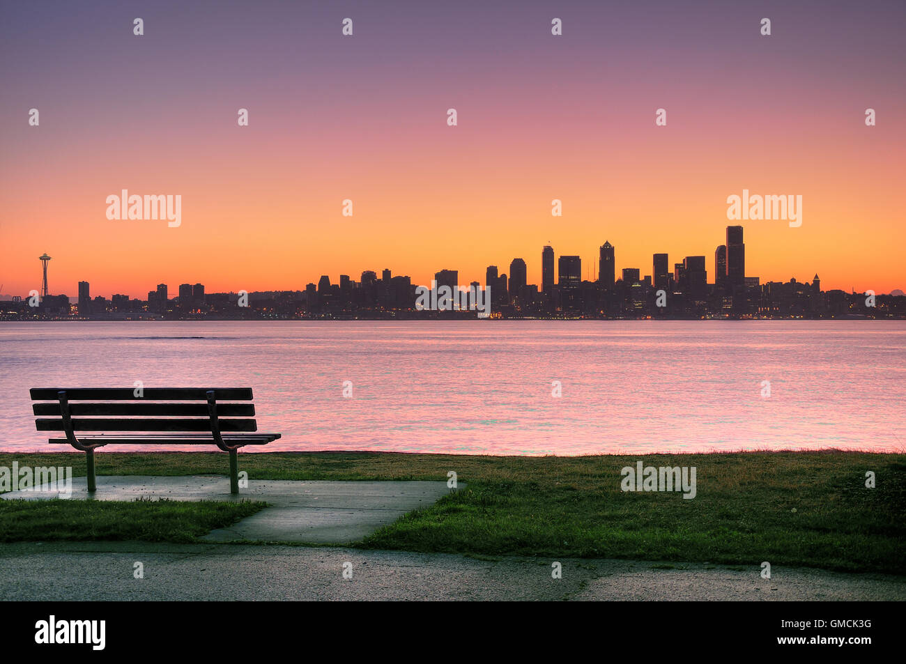 Seattle sunrise de Alki Park Banque D'Images