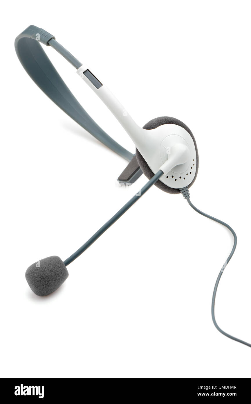 Avec un microphone de casque Banque D'Images
