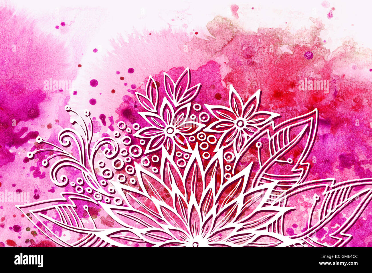 Motif floral sur l'Aquarelle Banque D'Images