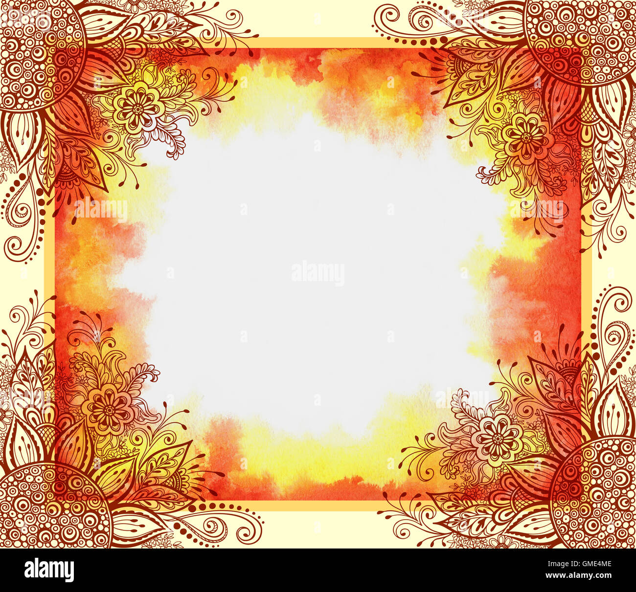 Motif floral sur l'Aquarelle Banque D'Images