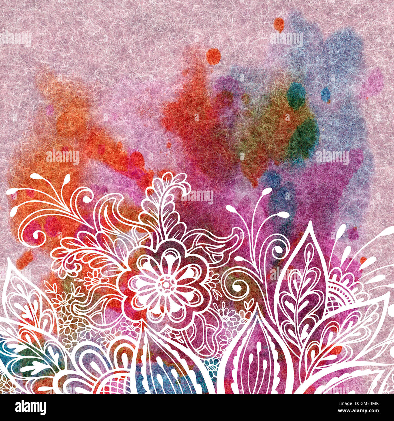 Motif floral sur l'Aquarelle Banque D'Images