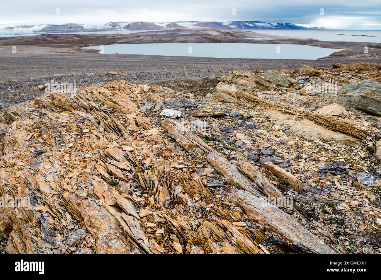 Paysage aride, à Nordaustlandet Svalbard en Norvège Banque D'Images