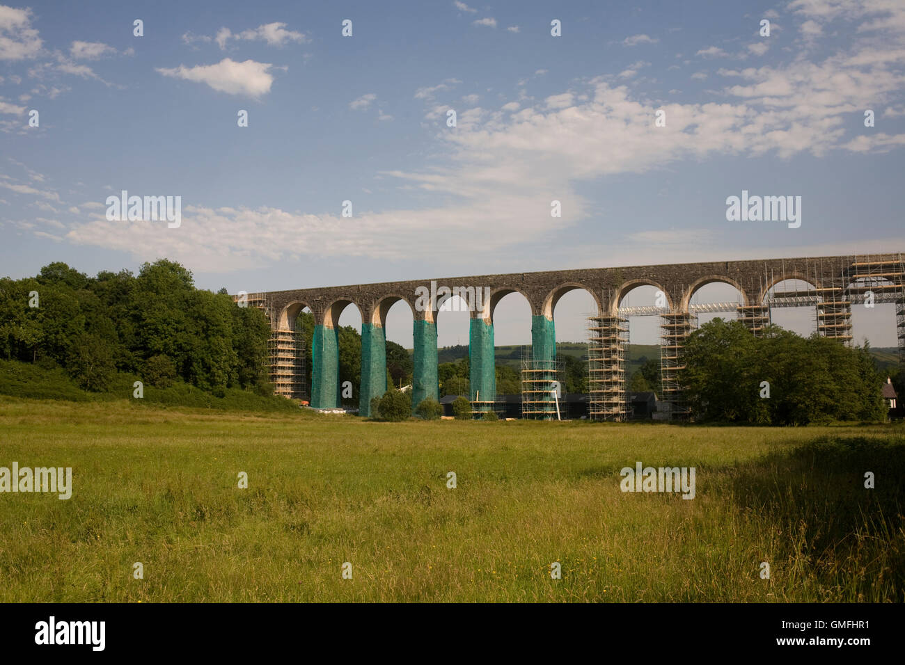 Cynghordy viaduc ferroviaire pendant les réparations Banque D'Images