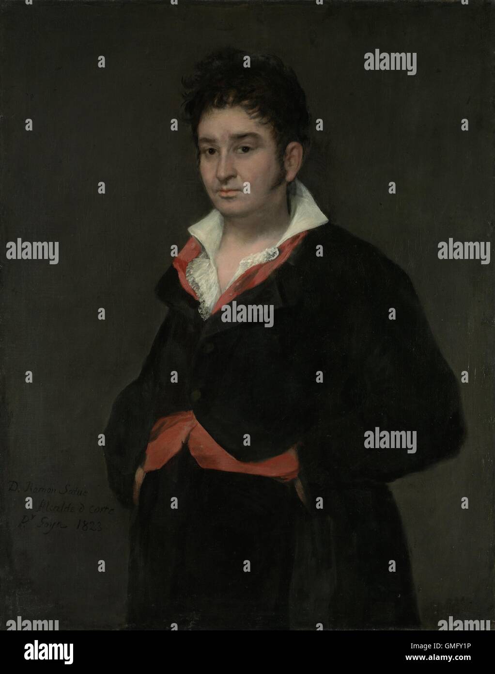 Portrait de Don Ramon Satue, par Francisco Goya, 1823, la peinture espagnole, huile sur toile. Satue, un juge de la plus haute cour de Castille, a pris une pose avec son col ouvert. Comme l'informalité indique qu'il pourrait avoir été un ami proche de 76 ans, Goya (BSLOC 2016 2 60) Banque D'Images