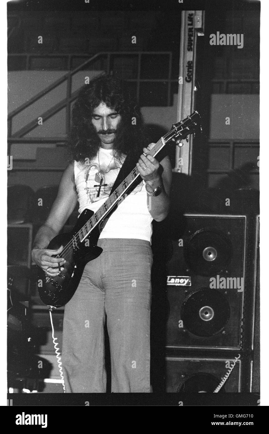 SAN BERNARDINO, CA : Black Sabbath live sur le sabotage tour à l'Orange Show Auditorium à San Bernardino, CA le 15 septembre 1975. Photo © Kevin Estrada / Media Punch Banque D'Images