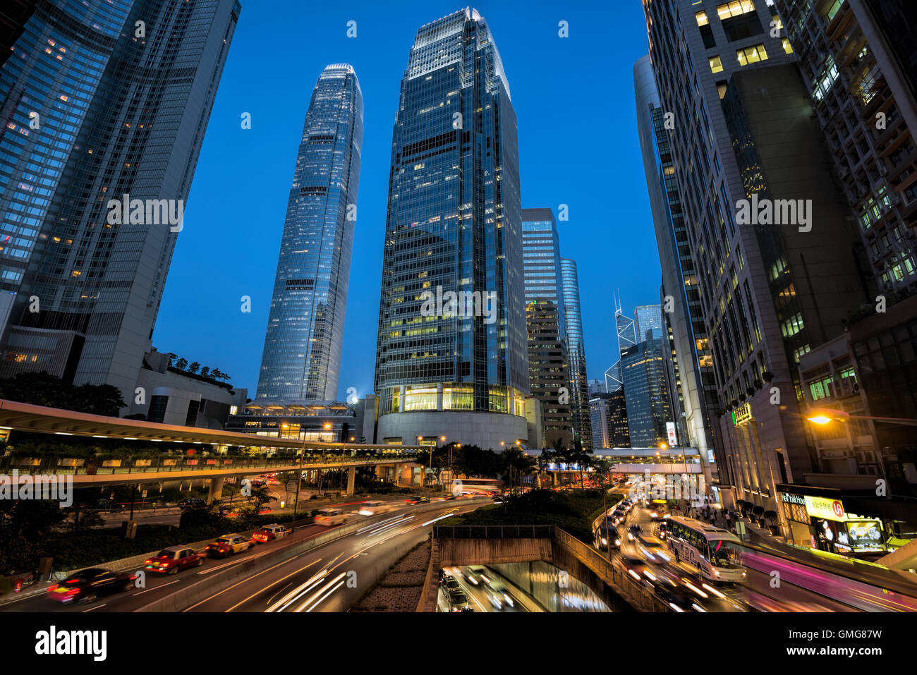 Le centre du quartier financier et le centre-ville d'horizon, Hong Kong, Chine. Banque D'Images