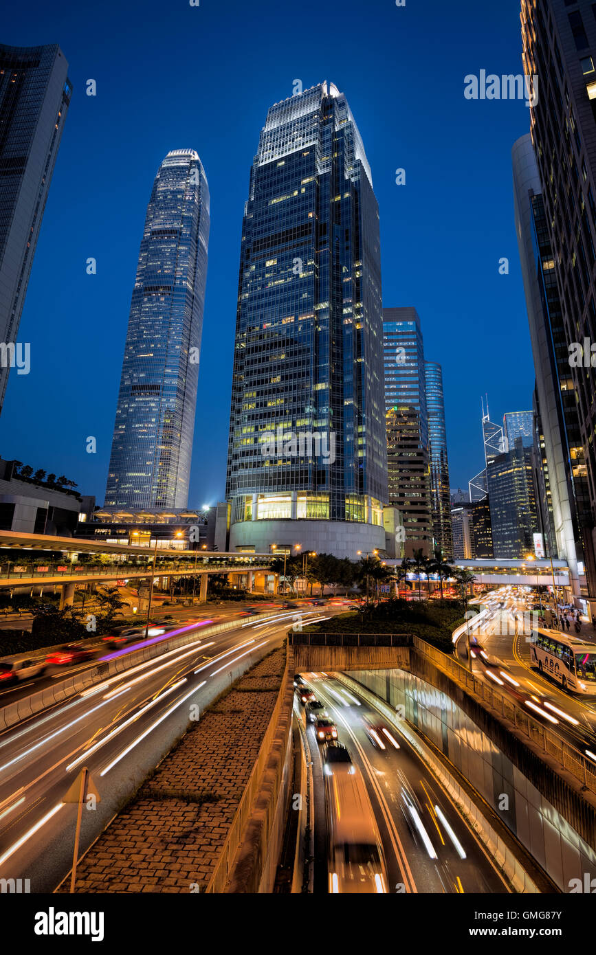 Le centre du quartier financier et le centre-ville d'horizon, Hong Kong, Chine. Banque D'Images