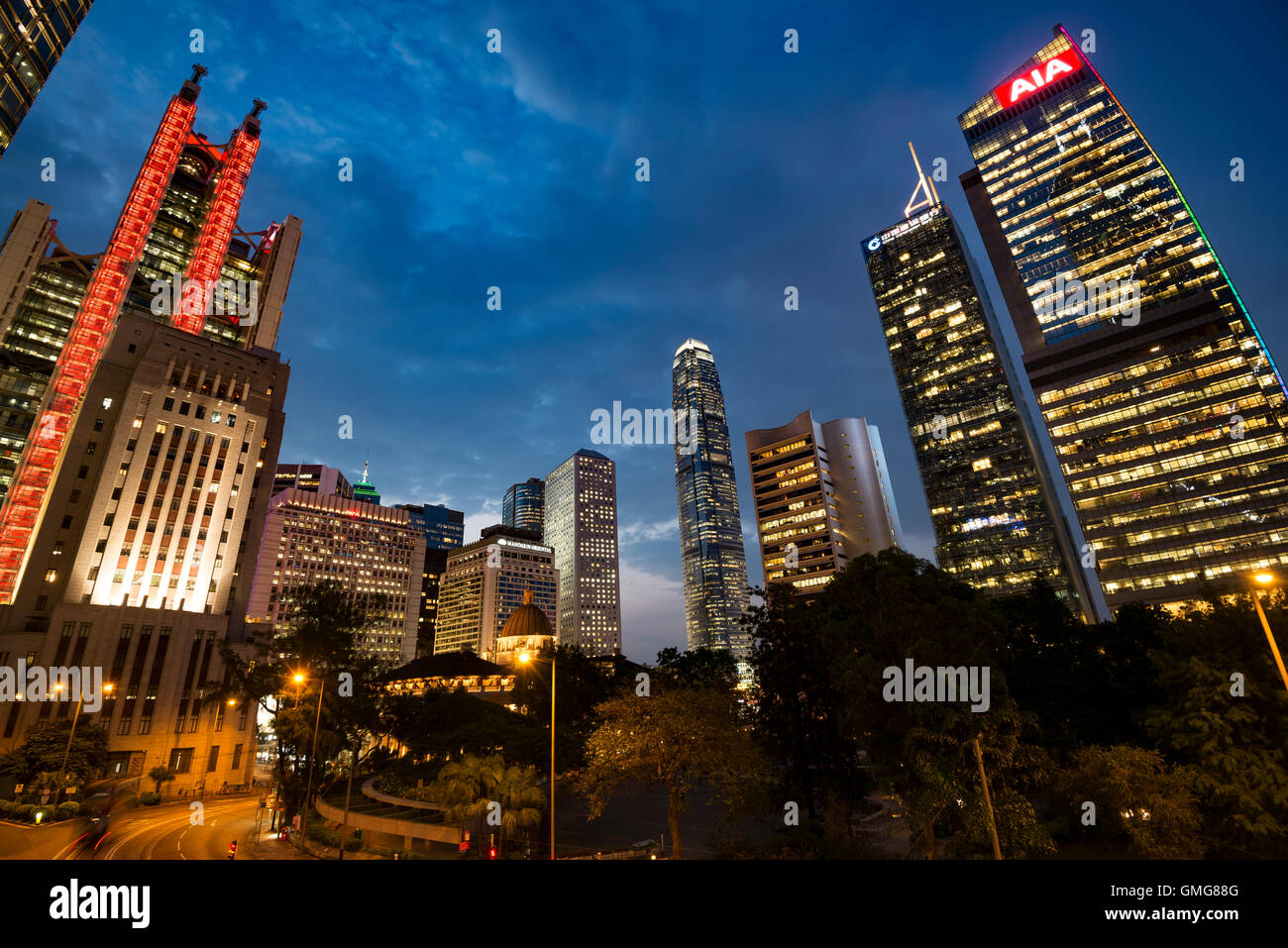 Le centre du quartier financier et le centre-ville d'horizon, Hong Kong, Chine. Banque D'Images