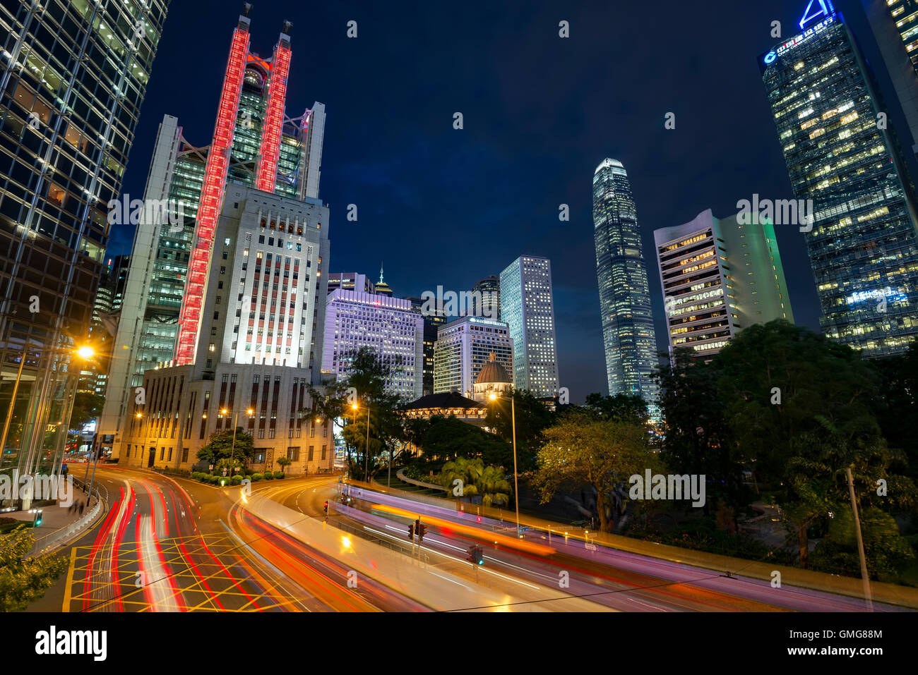 Le centre du quartier financier et le centre-ville d'horizon, Hong Kong, Chine. Banque D'Images