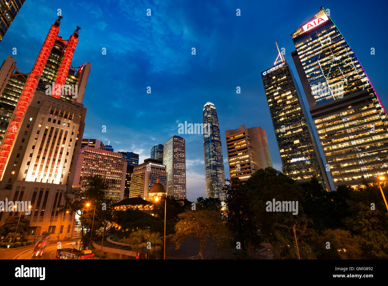 Le centre du quartier financier et le centre-ville d'horizon, Hong Kong, Chine. Banque D'Images