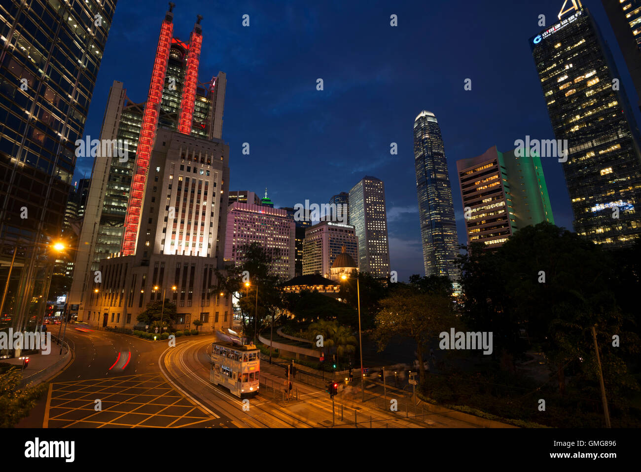 Le centre du quartier financier et le centre-ville d'horizon, Hong Kong, Chine. Banque D'Images