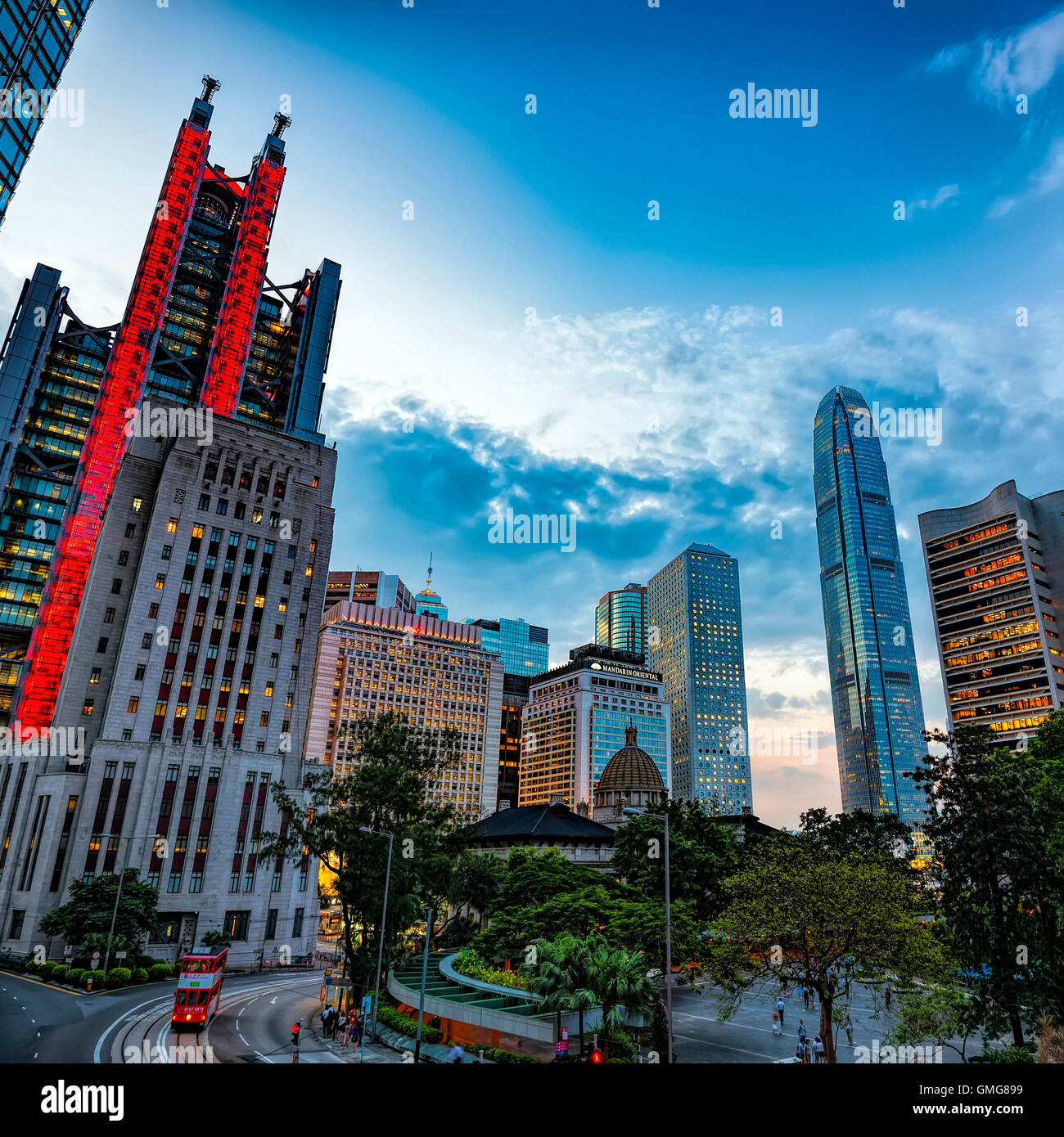 Le centre du quartier financier et le centre-ville d'horizon, Hong Kong, Chine. Banque D'Images