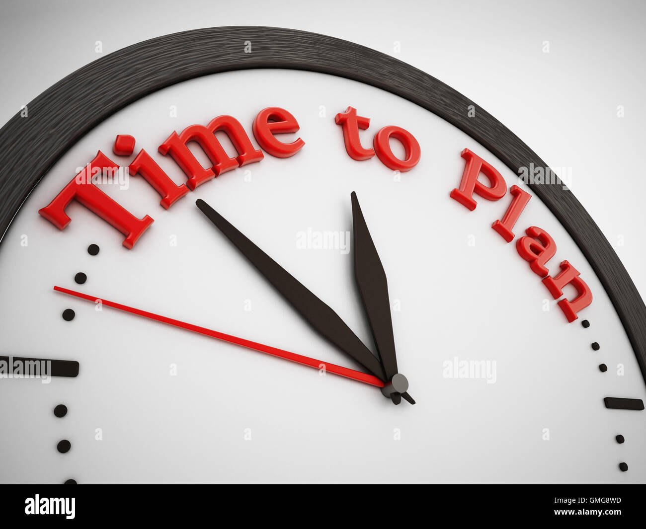 Le temps de planifier la sentence à l'horloge. 3D illustration. Banque D'Images