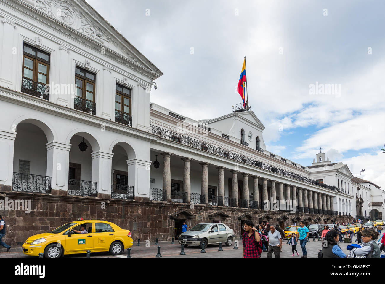 Palais présidentiel à la vieille ville historique de Quito, en Équateur. Banque D'Images