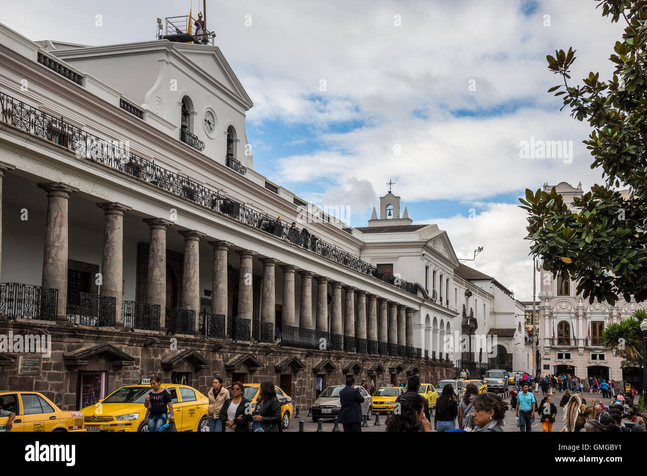 Palais présidentiel à la vieille ville historique de Quito, en Équateur. Banque D'Images