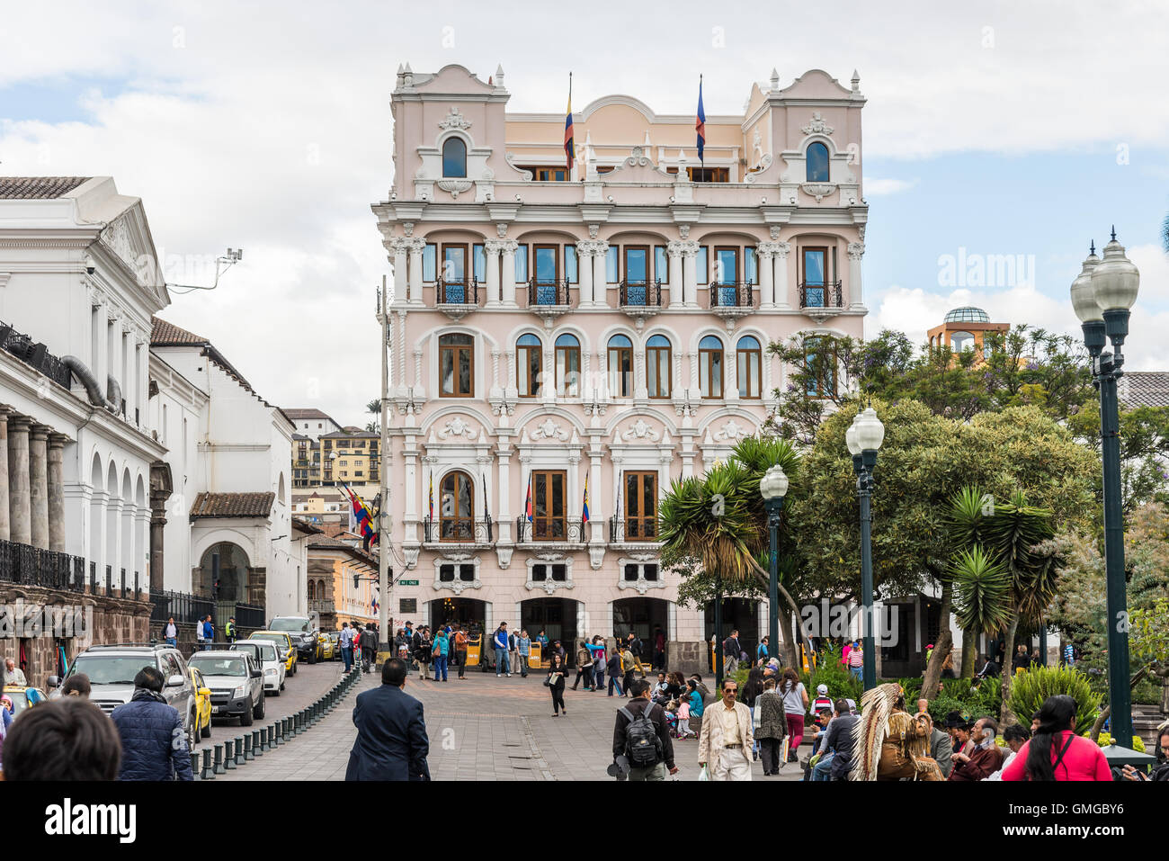Palacio Arzobispal (Palais de l'archevêque) à la vieille ville historique de Quito, en Équateur. Banque D'Images