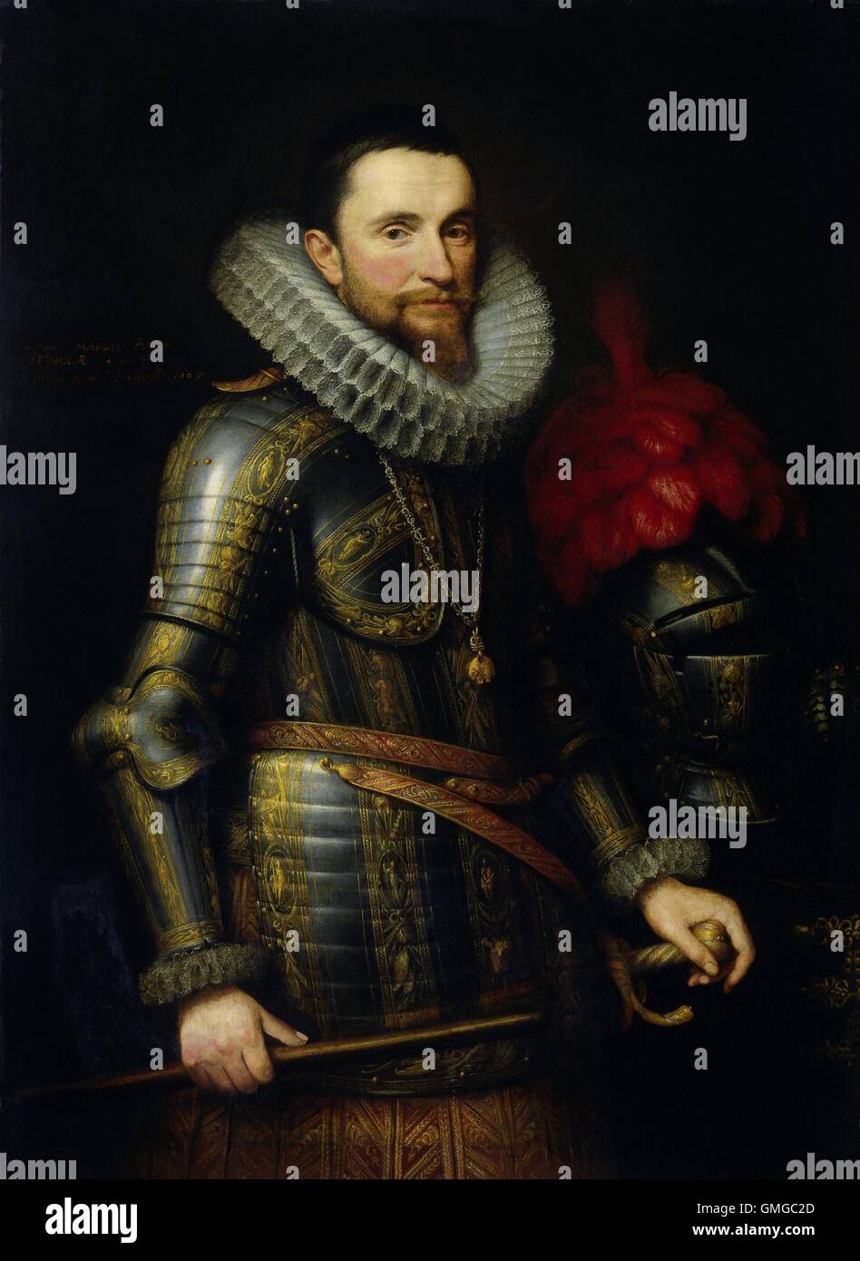 Portrait d'Ambrogio Spinola, par Michiel Jansz van Mierevelt, 1609, la peinture hollandaise, huile sur toile. Spinola, commandant en chef des troupes espagnoles dans les Pays-Bas méridionaux. Sur une chaîne autour de son cou il porte l'emblème de l'ordre de la Toison d'(BSLOC 2016 3 130) Banque D'Images Portrait d'Ambrogio Spinola, par Michiel Jansz van Mierevelt, 1609, la peinture hollandaise, huile sur toile. Spinola, commandant en chef des troupes espagnoles dans les Pays-Bas méridionaux. Sur une chaîne autour de son cou il porte l'emblème de l'ordre de la Toison d'(BSLOC 2016 3 130) Banque D'Images