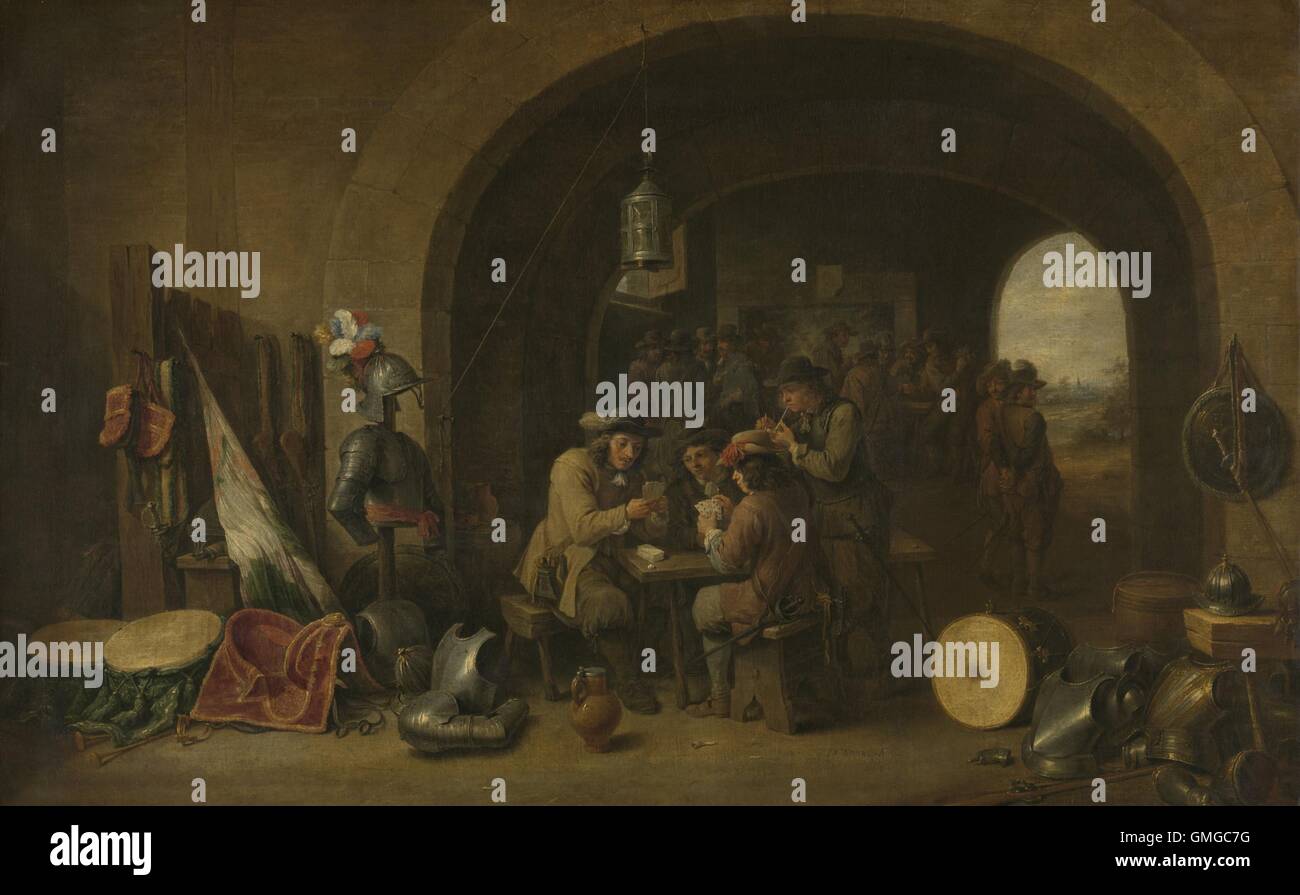 Salle des gardes, par David Teniers (II), 1641, la peinture hollandaise, huile sur toile. Soldat cartes à jouer dans la salle de garde, où beaucoup de devoir attendre un soldat. Des armures, des armes, des bannières et des tambours (BSLOC utilisation attendent 2016 3 173) Banque D'Images Salle des gardes, par David Teniers (II), 1641, la peinture hollandaise, huile sur toile. Soldat cartes à jouer dans la salle de garde, où beaucoup de devoir attendre un soldat. Des armures, des armes, des bannières et des tambours (BSLOC utilisation attendent 2016 3 173) Banque D'Images