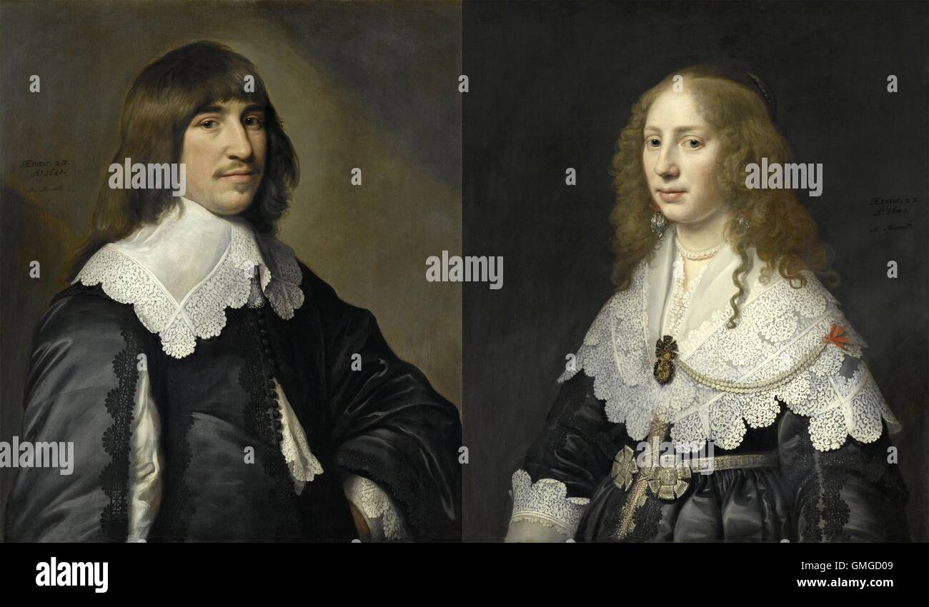 Mariage portraits de Henrick Hooft, et Aegje Hasselaer, sa femme, par Michiel Jansz van Mierevelt, 1640, la peinture hollandaise, huile sur toile. Hooft allait servir un maire d'Amsterdam (BSLOC 2016 3 69) Banque D'Images Mariage portraits de Henrick Hooft, et Aegje Hasselaer, sa femme, par Michiel Jansz van Mierevelt, 1640, la peinture hollandaise, huile sur toile. Hooft allait servir un maire d'Amsterdam (BSLOC 2016 3 69) Banque D'Images