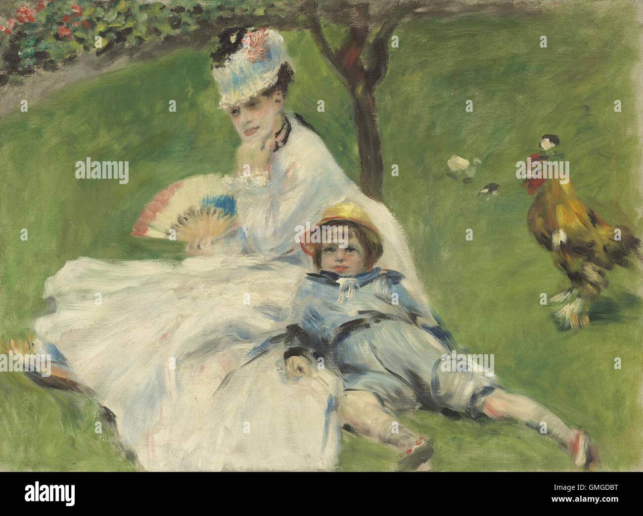 Madame Monet et son fils, par Auguste Renoir, 1874, la peinture impressionniste français, huile sur toile. Renoir était proche de Monet et parfois ils ont travaillé ensemble. Cette peinture a été dans la collection de Monet, puis passe à son fils Michel (BSLOC 2016 5 130) Banque D'Images