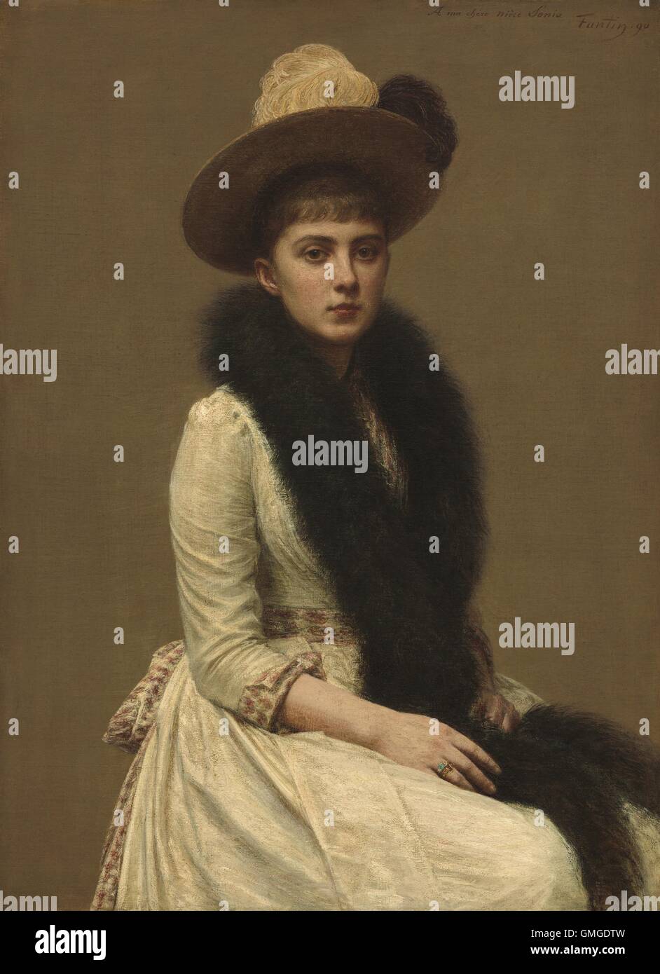 Portrait de Sonia, par Henri Fantin-Latour, 1890, la peinture française, huile sur toile. Portrait de l'artiste est peinte avec la nièce Banque D'Images