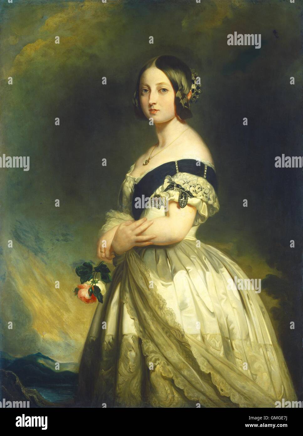La reine Victoria, Franz Xaver Winterhalter studio, 1843, Allemand/Anglais peinture, huile sur toile. La Reine Victoria avait été pour seulement Banque D'Images