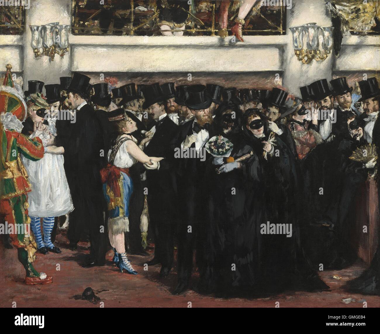 Bal masqué à l'Opéra, par Edouard Manet, 1873, la peinture française, huile sur toile. C'était une soirée osée, où les jeunes masqués Banque D'Images