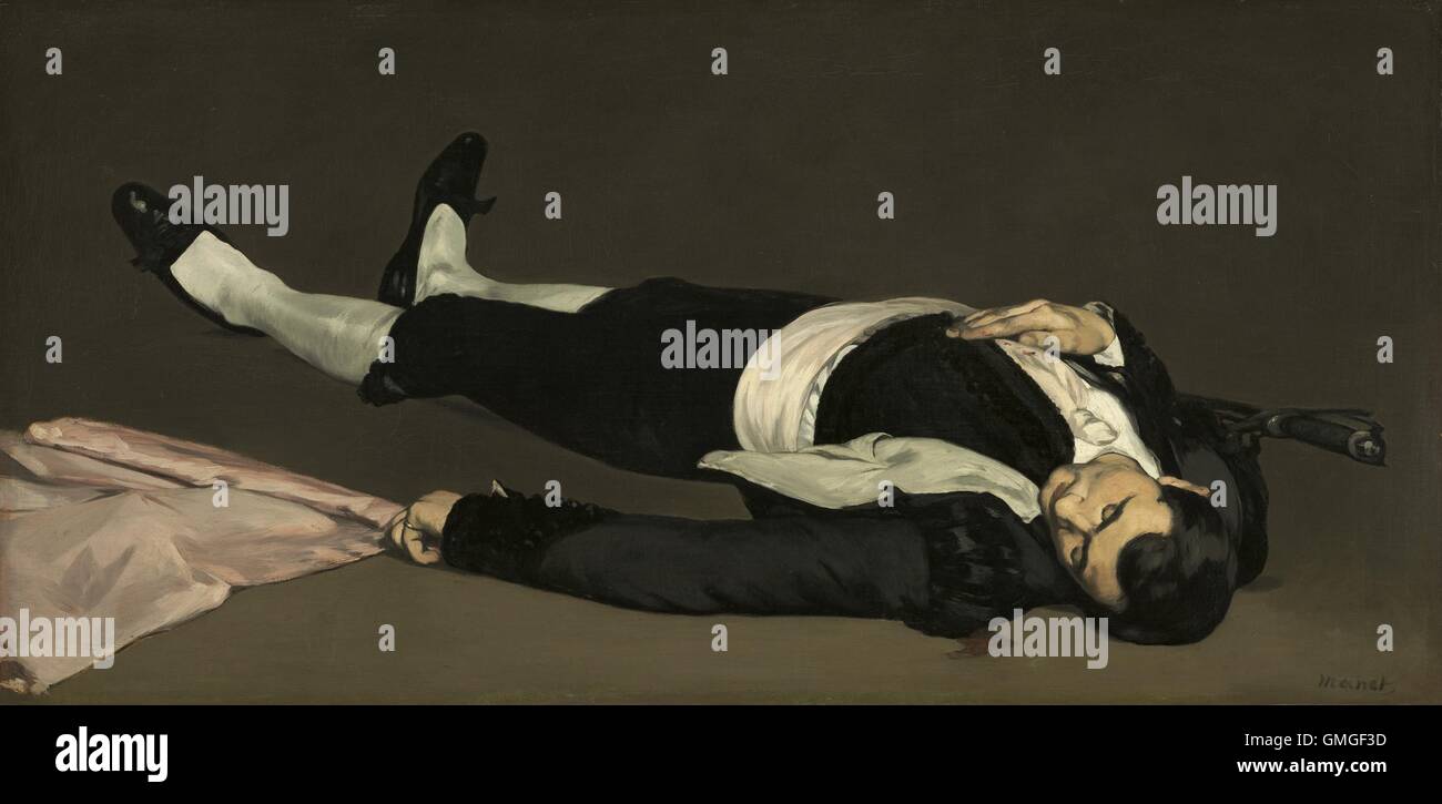 Le Toréador mort, par Edouard Manet, 1863, la peinture française, huile sur toile. La figure était à l'origine dans l'avant-plan de composition plus large appelé 'Incident dans une corrida'. Manet couper la peinture après qu'il a reçu de la critique acerbe Paris Sa BSLOC  2016 (6 43) Banque D'Images