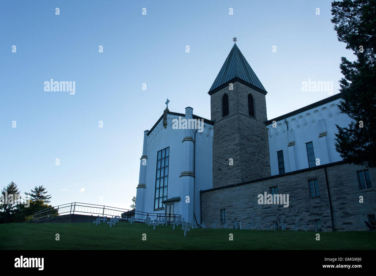 Vue sur l'abbaye de Gethsemani, un monastère trappiste au Kentucky. Banque D'Images