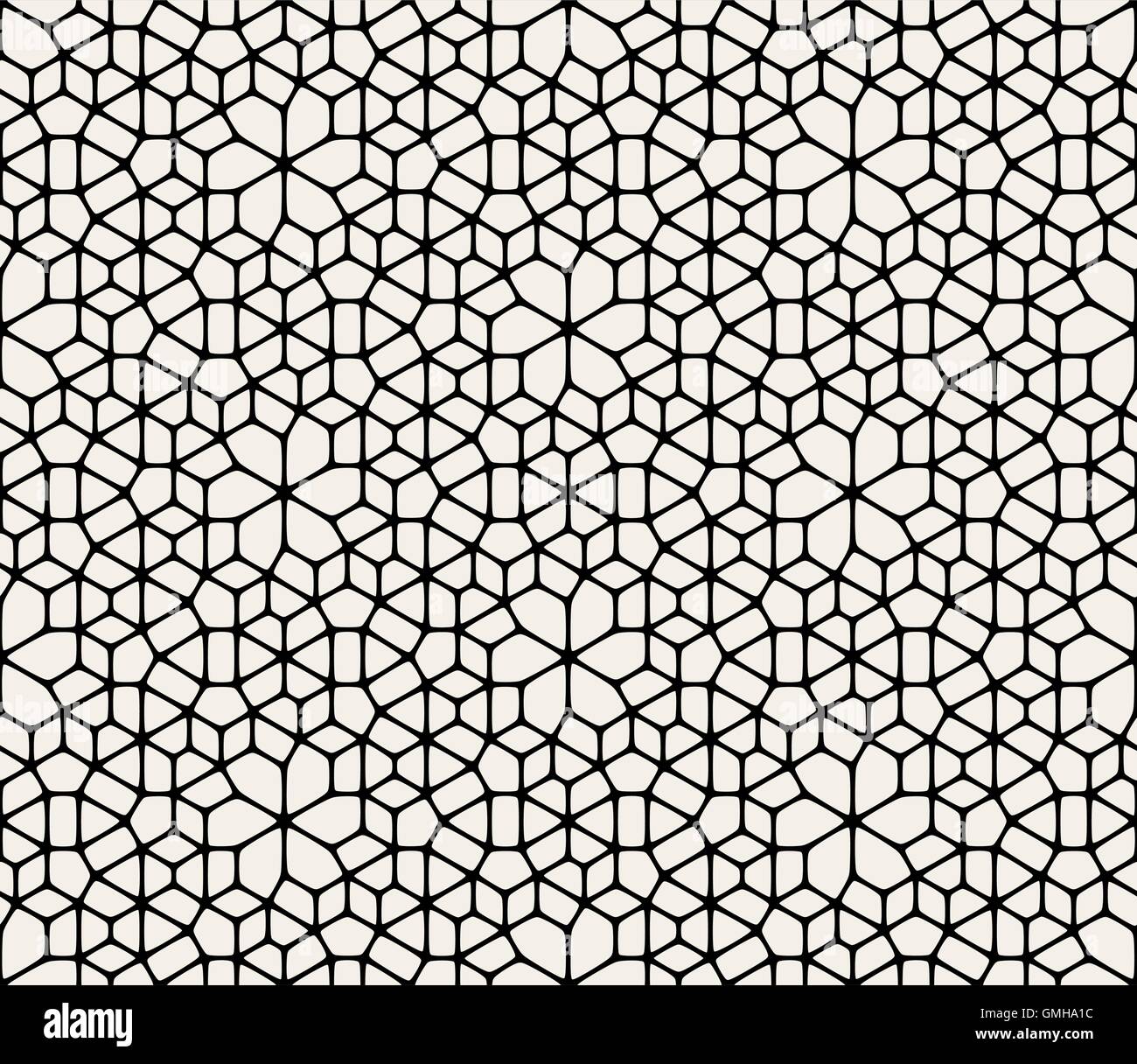 Seamless Vector abstrait noir et blanc dentelle motif géométrique arrondie de la chaussée Illustration de Vecteur