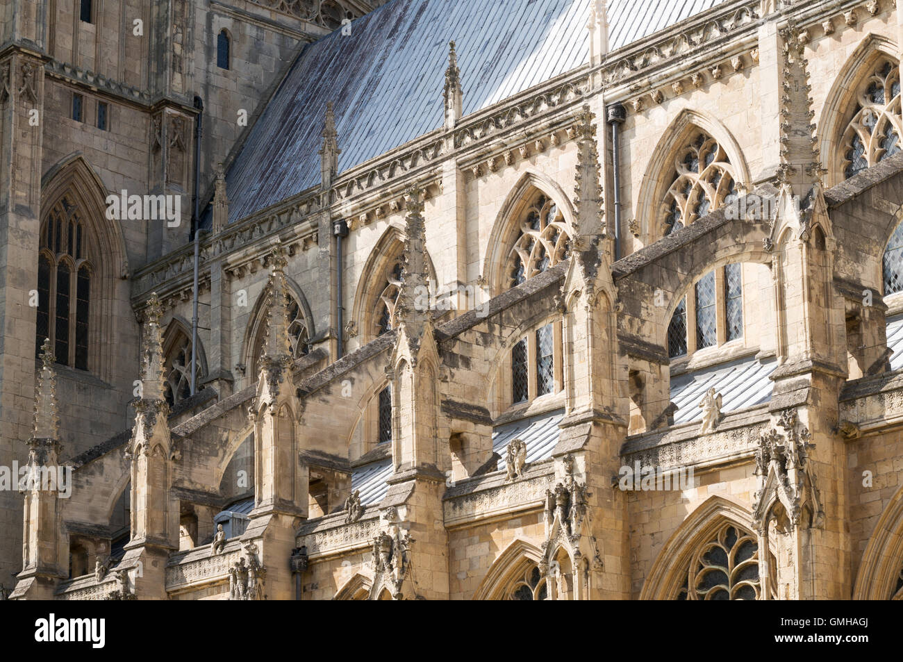 Des arcs-boutants de la façade sud Beverley Minster, East Riding of Yorkshire, Angleterre, Royaume-Uni Banque D'Images