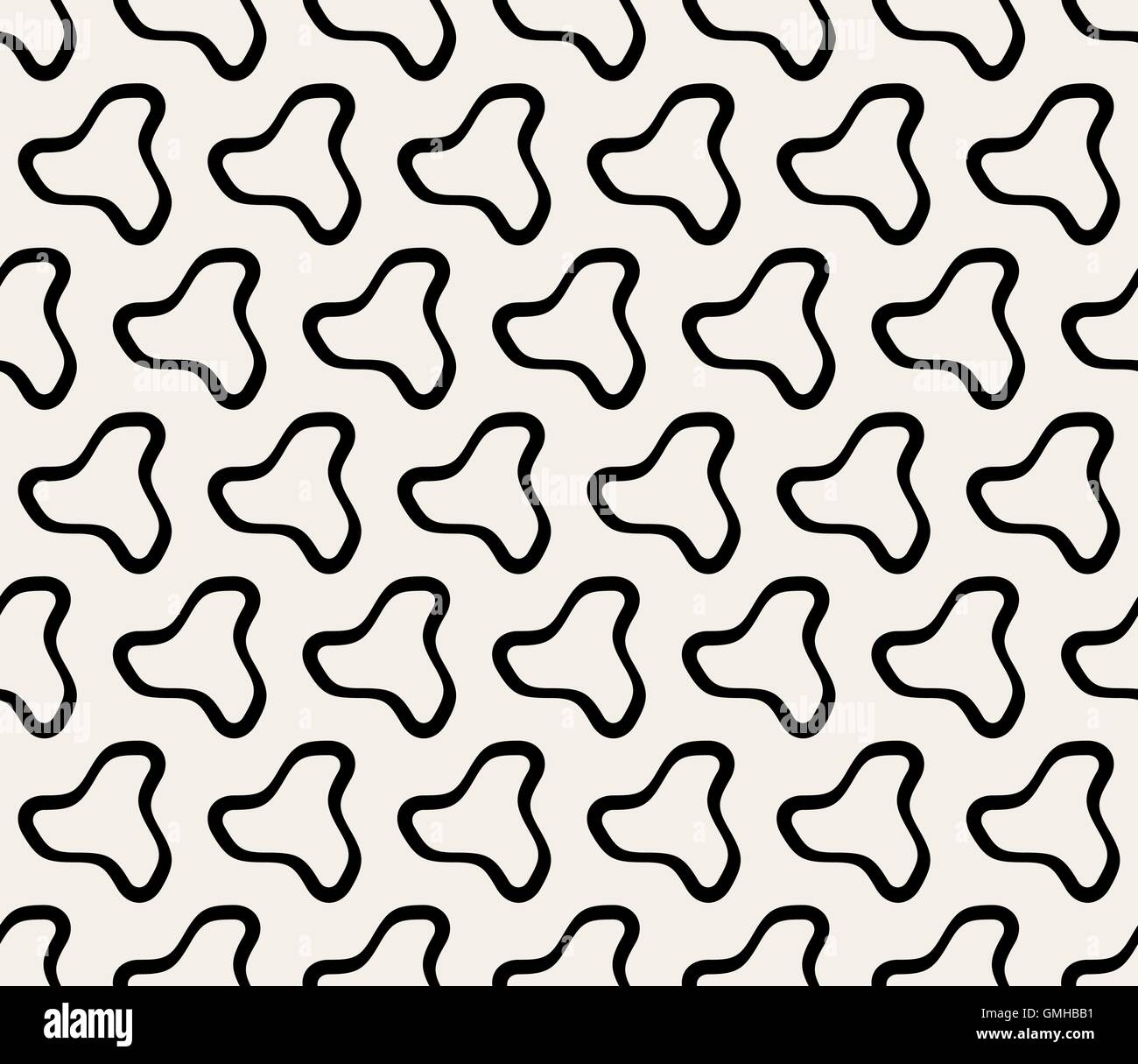 Noir & Blanc transparent vecteur ligne arrondie Motif Triangle forme organique Illustration de Vecteur