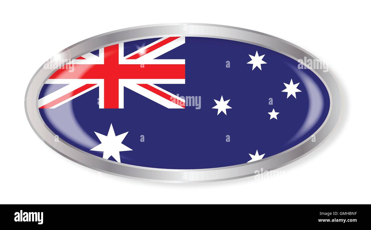 Drapeau australien Bouton Ovale Illustration de Vecteur