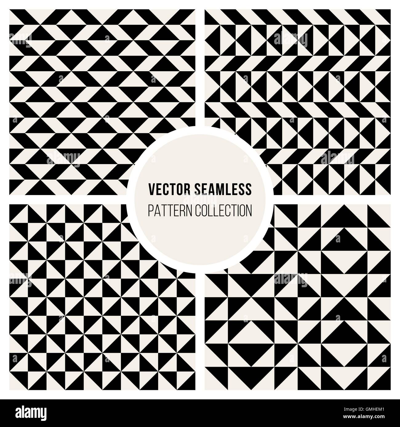 Seamless Vector Black & White Collection Motif Triangle géométrique Illustration de Vecteur