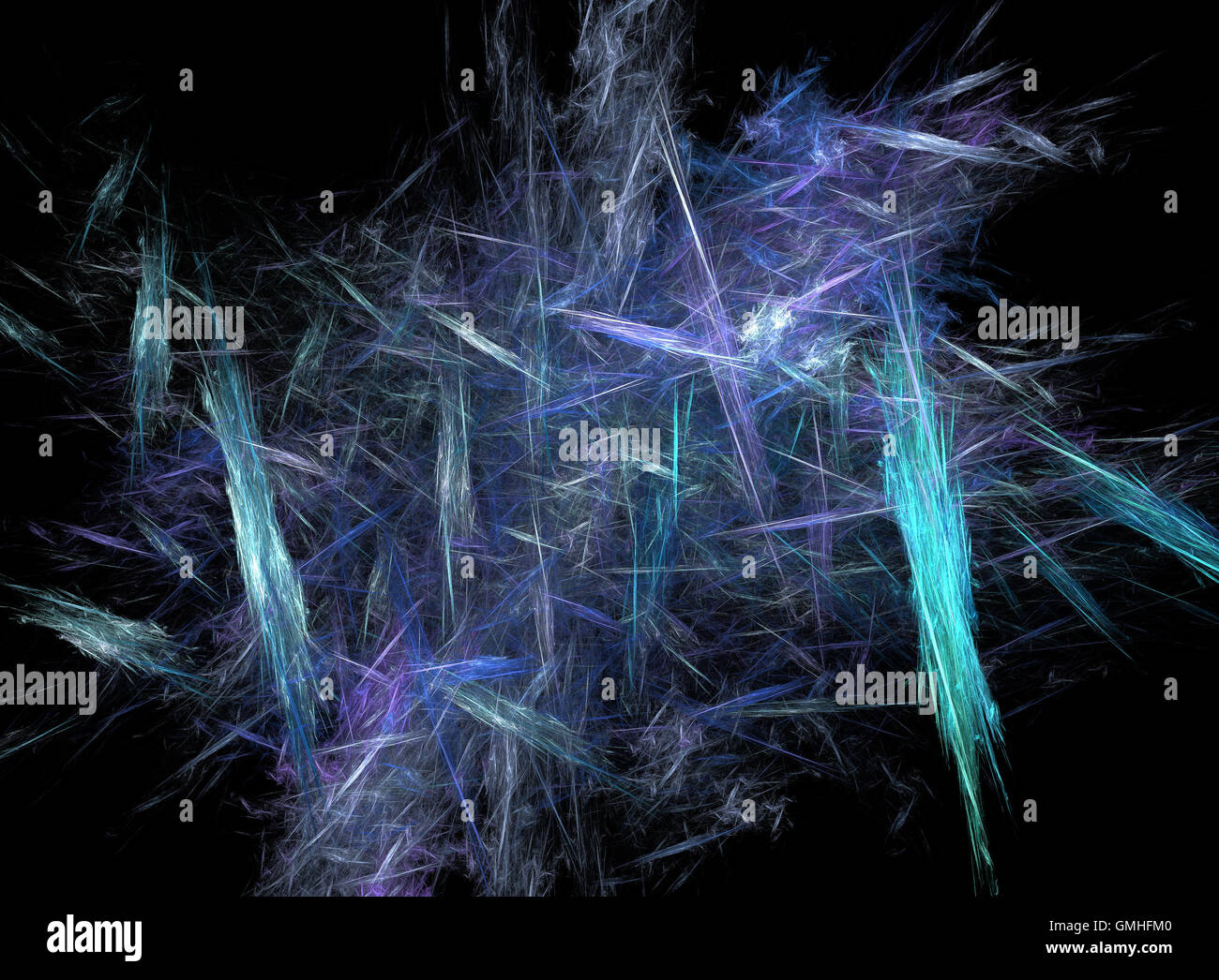 L'abstraction de la fractale, chaotique et fibre de ligne sur un fond noir Banque D'Images